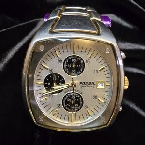 Fossil Two-Tone Silver and Gold Men's Chronograph Watch (38mm)